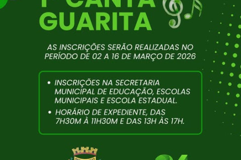 1° CANTA GUARITA ACONTECE NO DIA 21 DE MARÇO